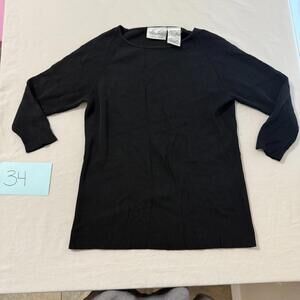 Vintage Kathie Lee Collection Black Ribbed Knit Top Ladies Small 4/6